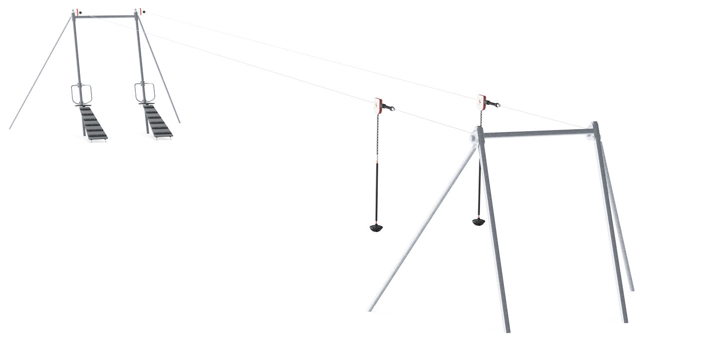Double Cableway with Ramps, Flat Ground