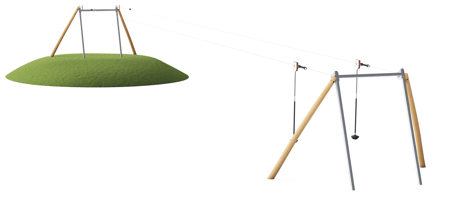 Double Cableway, Sloping Ground