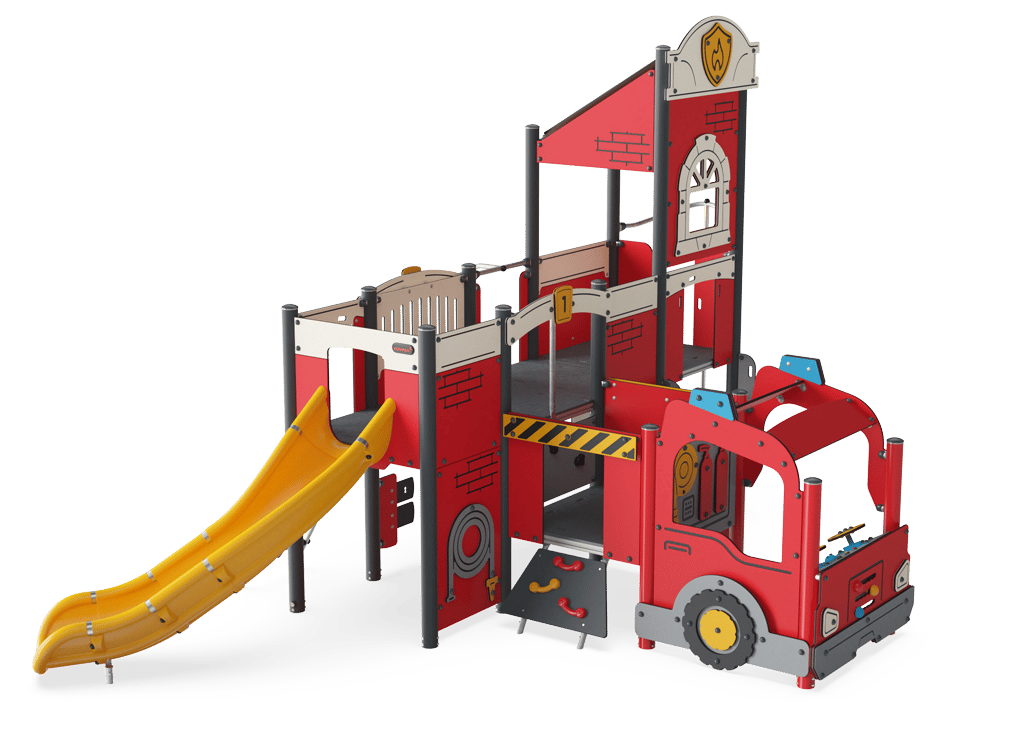 Estación y camión de bomberos