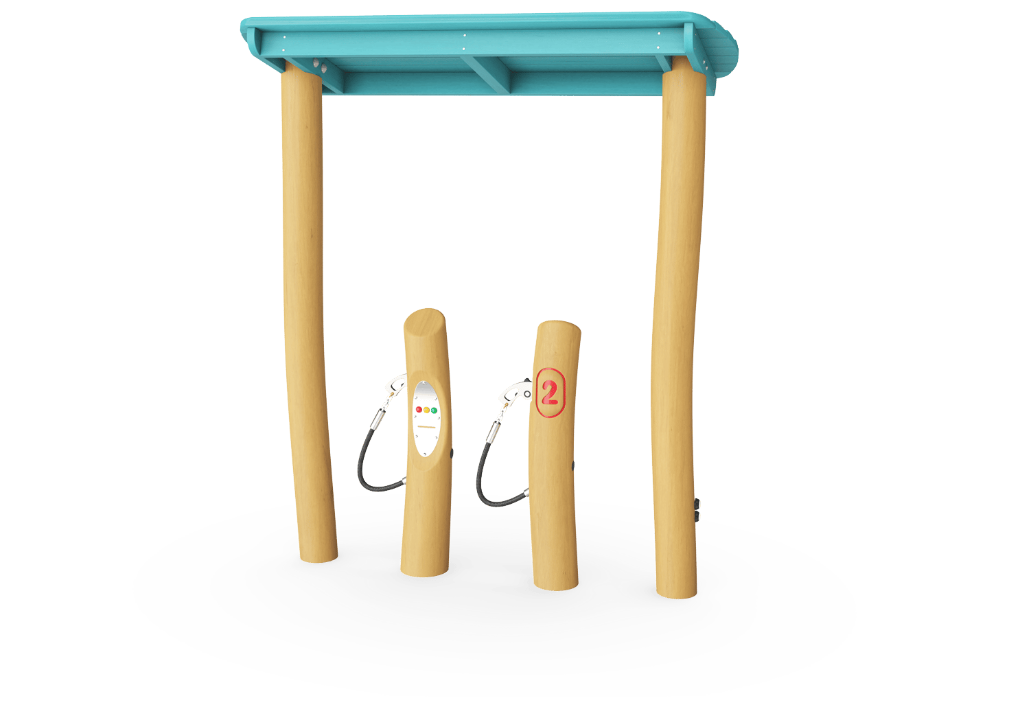 Tankstation med pumpar och tak