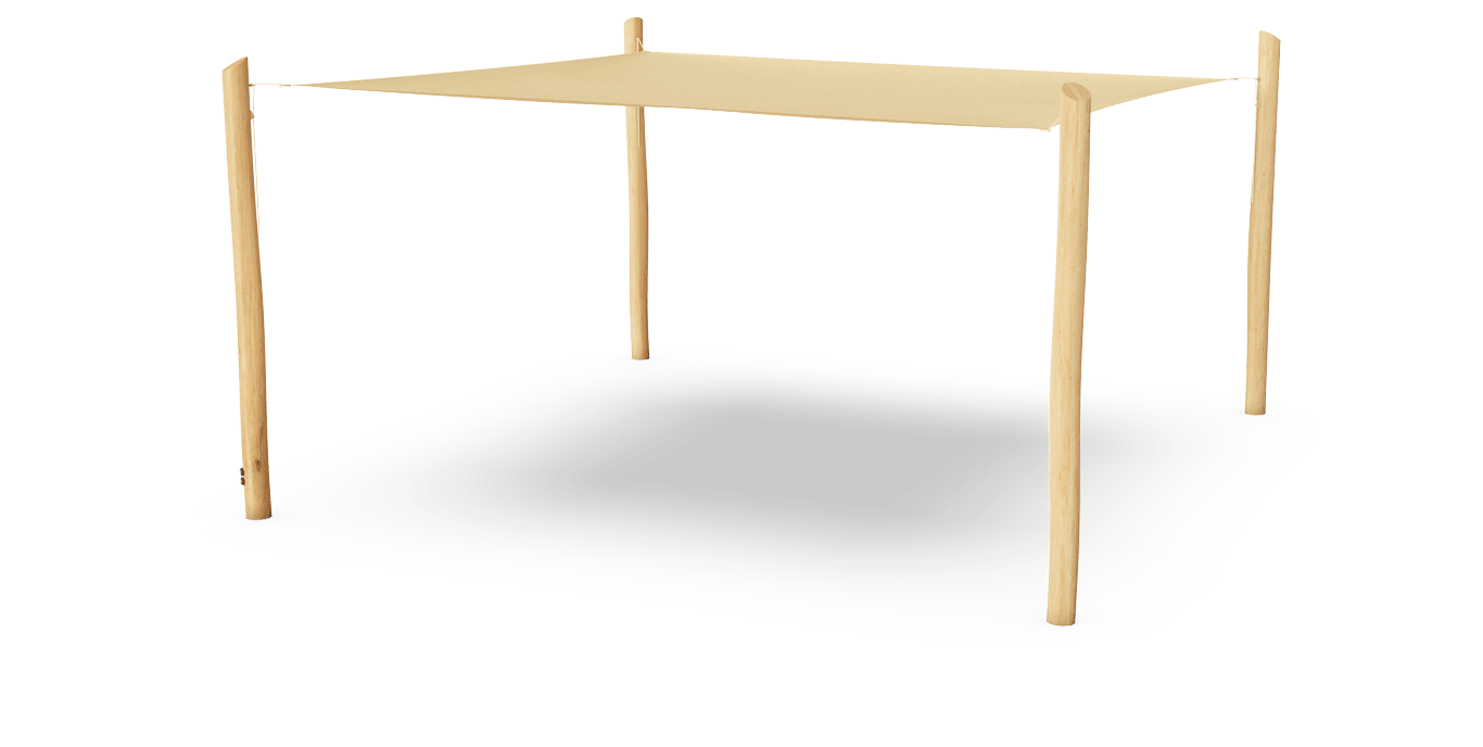 Robinia firkantet solseil med stolper inkl. beslag