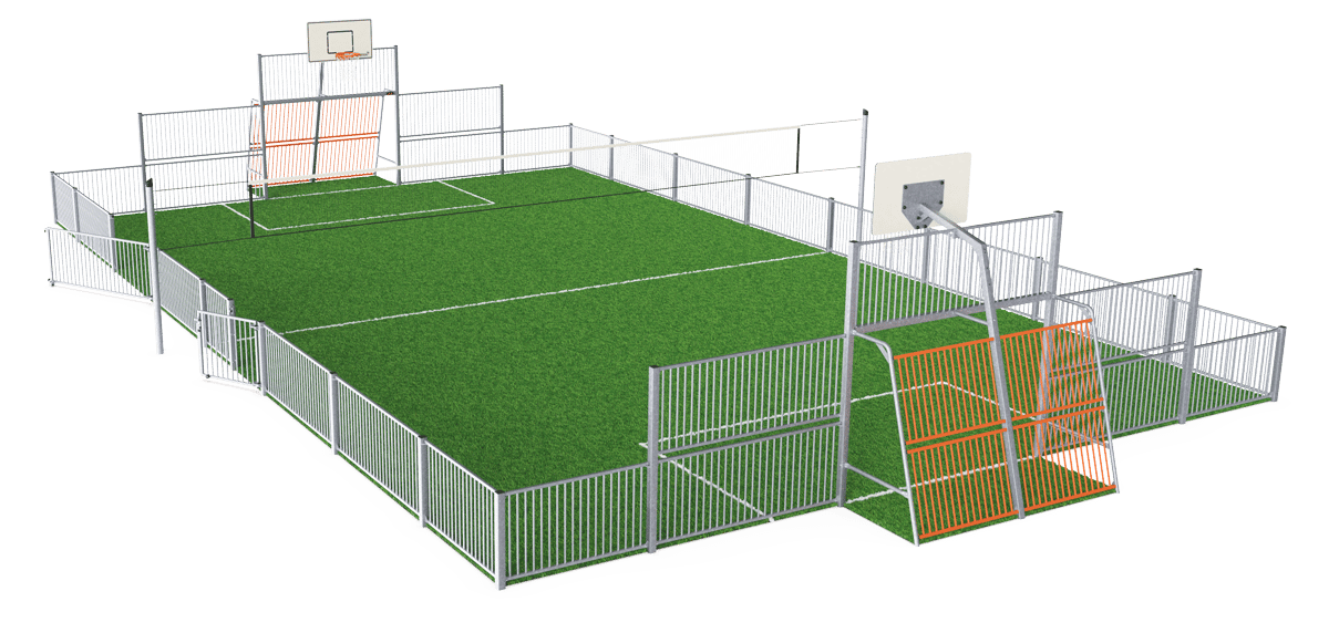 MUGA, 13x21m, Low 1m, Steel