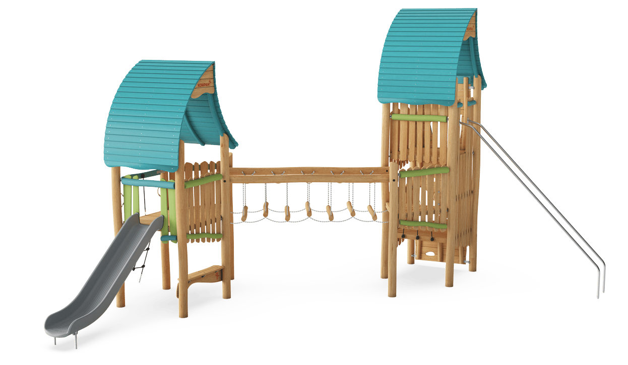 2-Turm-Spielanlage mit Wackelbrücke