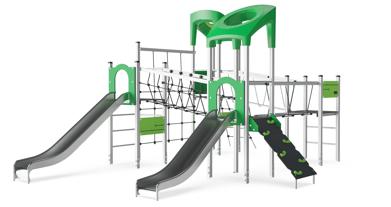 Torre cuádruple con toboganes