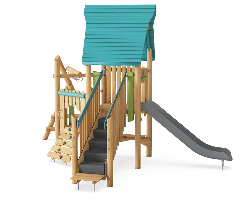 Multi Deck Play Tower with Monkey Bar & Desk