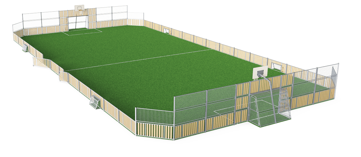 MUGA, 20 x 39m, Low 1m, Wood Look