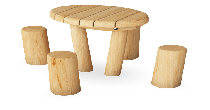 Robinia kindertafel met 4 zitpalen