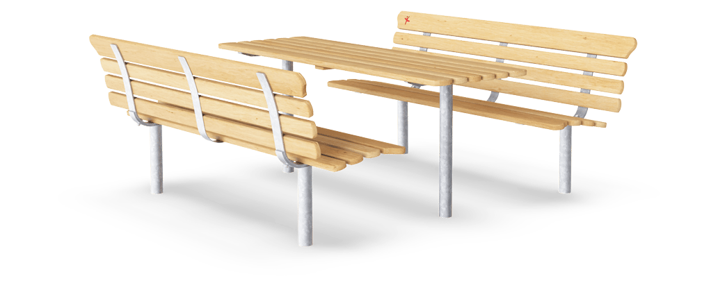 Stůl do parku se dvěma lavičkami
