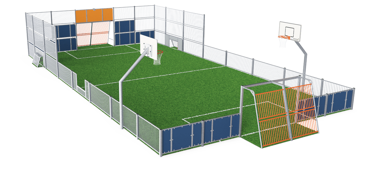 MUGA 11x21 m, lav 1m/3m, Stål