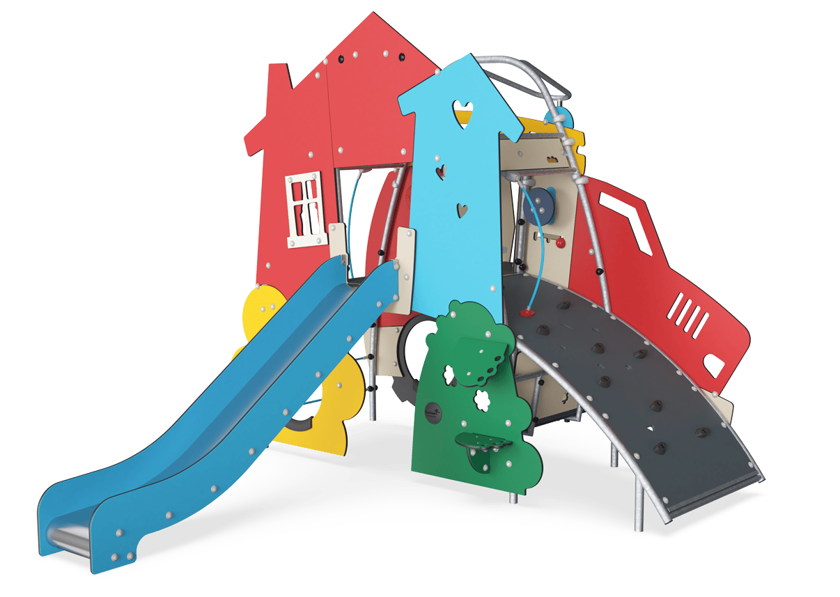 Speeltoestel - Huis en Brandweer met glijstang