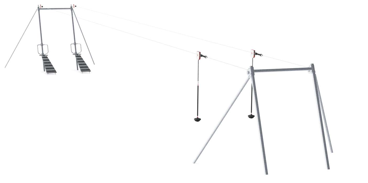 Double Cableway with Ramps, Flat Ground