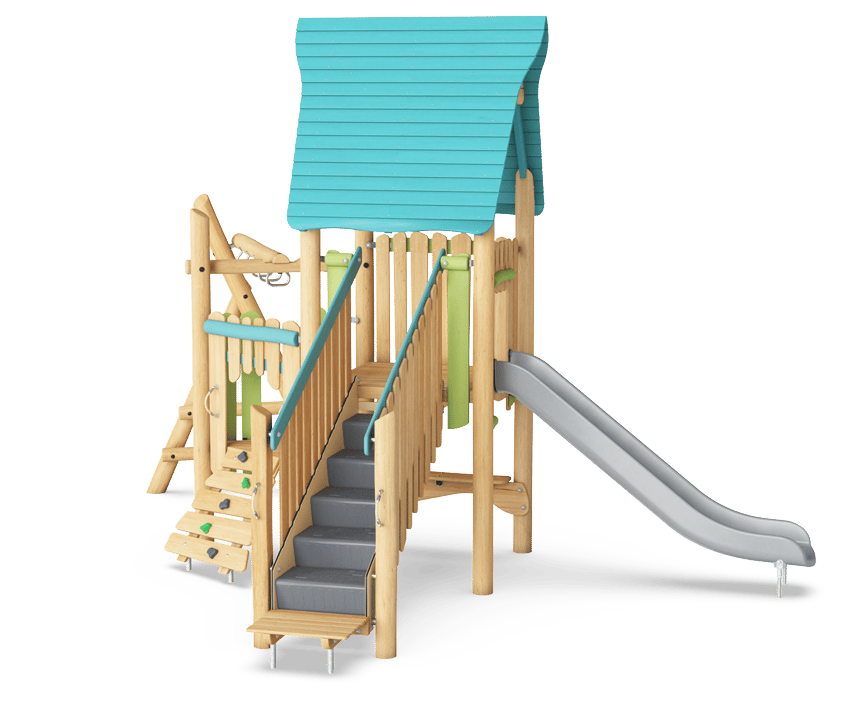Multi Deck Play Tower with Monkey Bar & Desk
