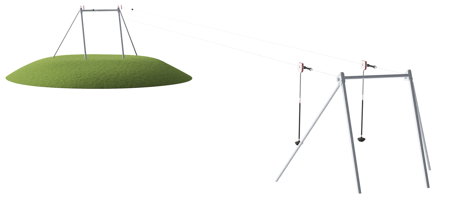 Double Cableway, Sloping Ground