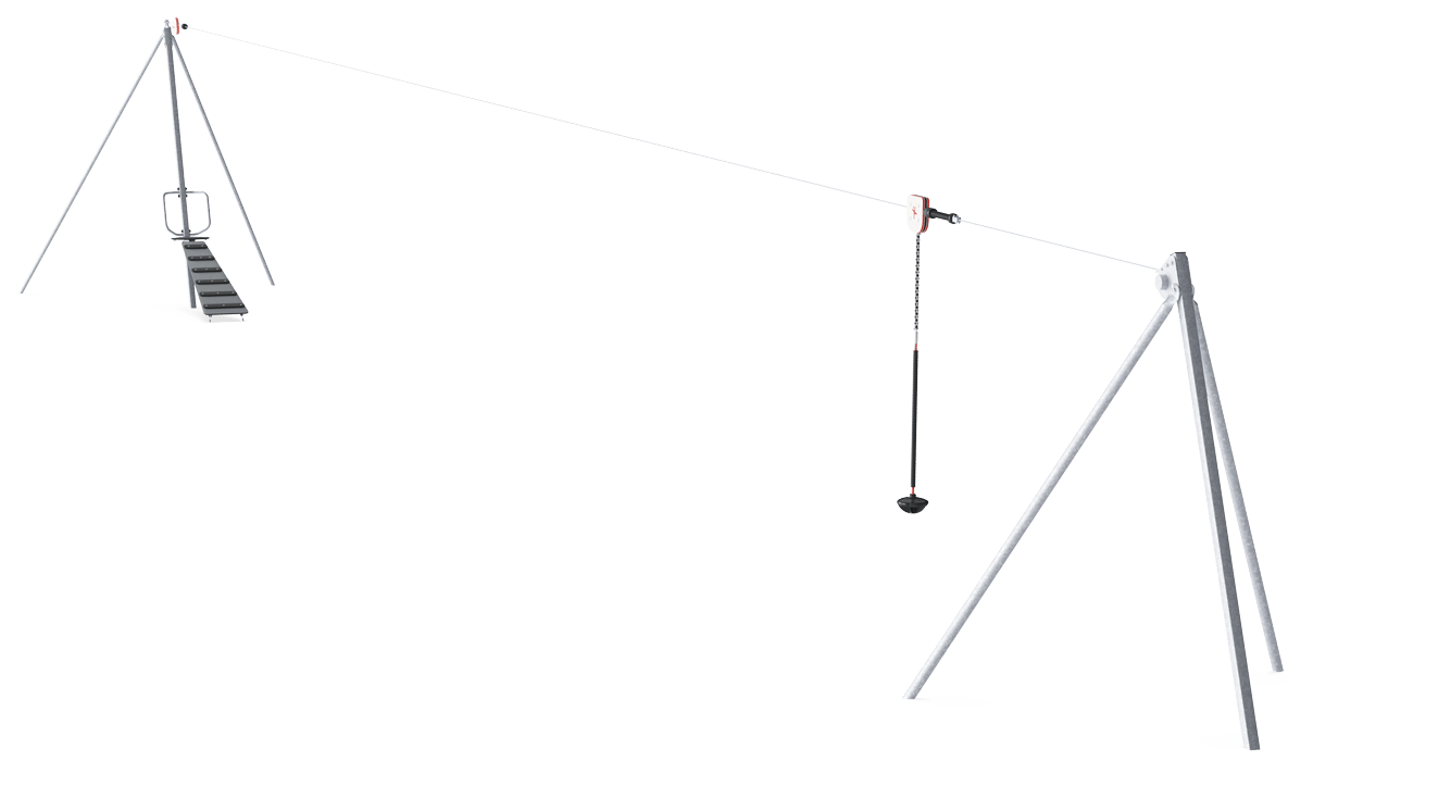 Single Cableway with Ramp. Flat Ground