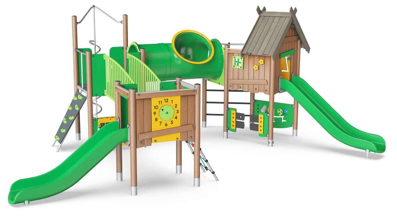 Vinklat trippeltorn med tunnel