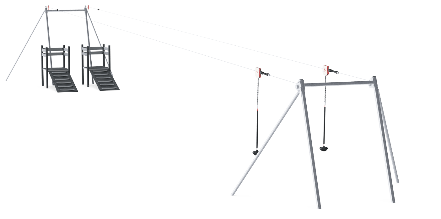 Double Cableway with Ramps, Flat Ground