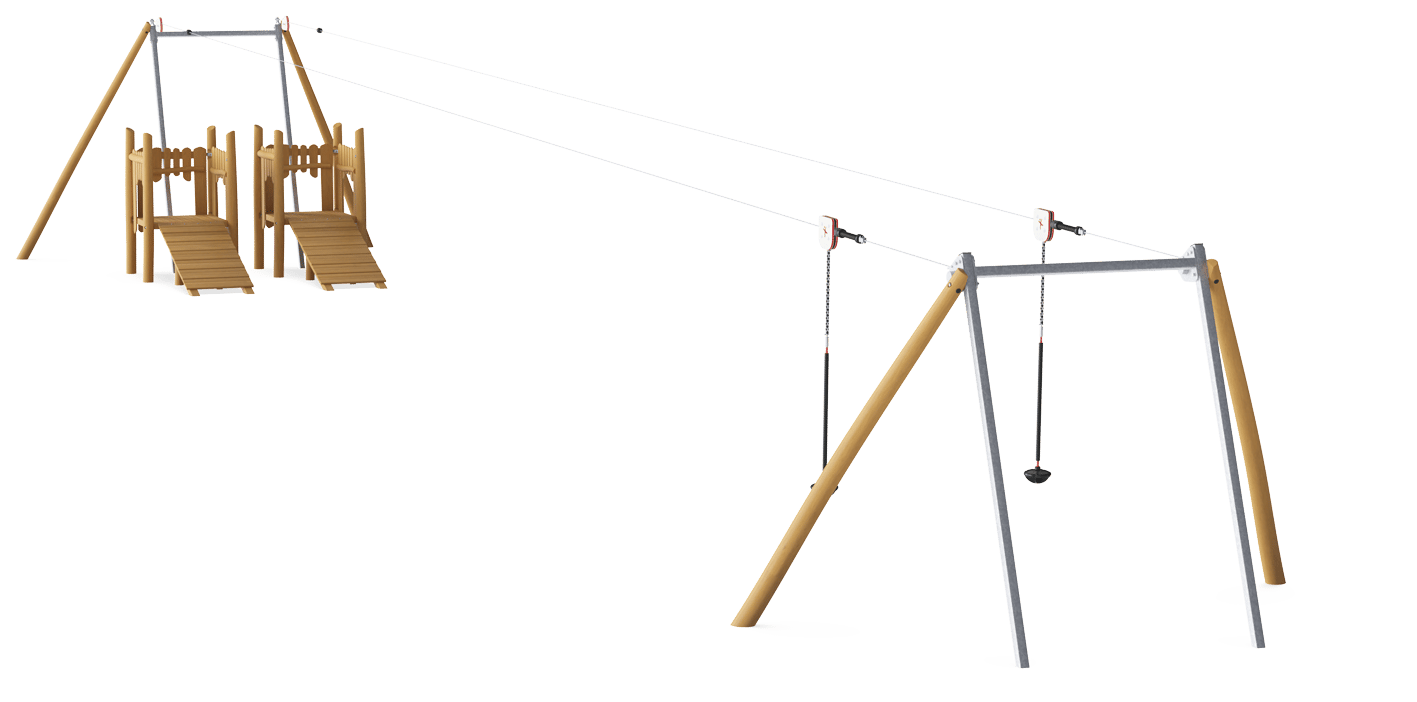 Double Zipline with Ramps, Flat Ground