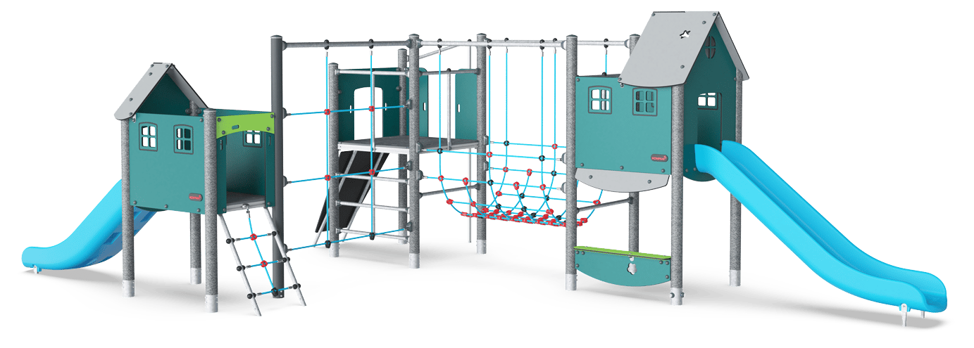 Speeltoren driedubbel - met klimnetten