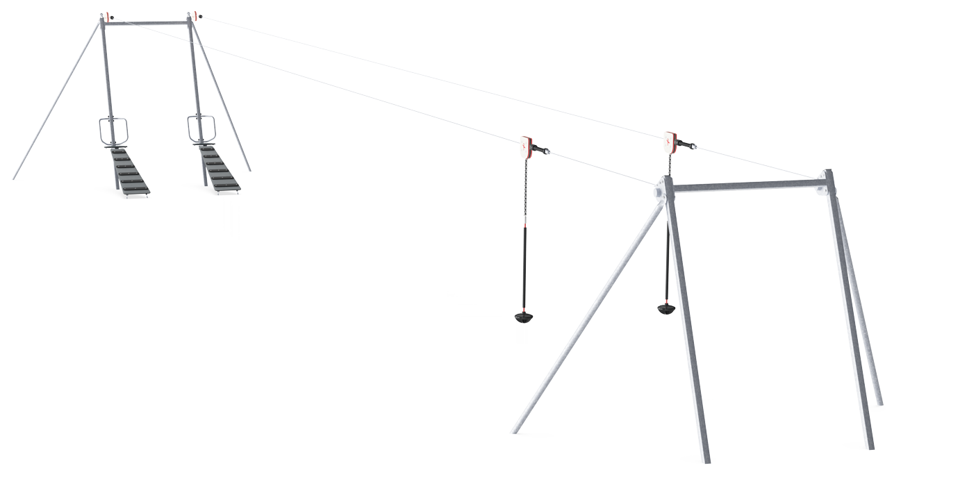 Double Cableway with Ramps, Flat Ground