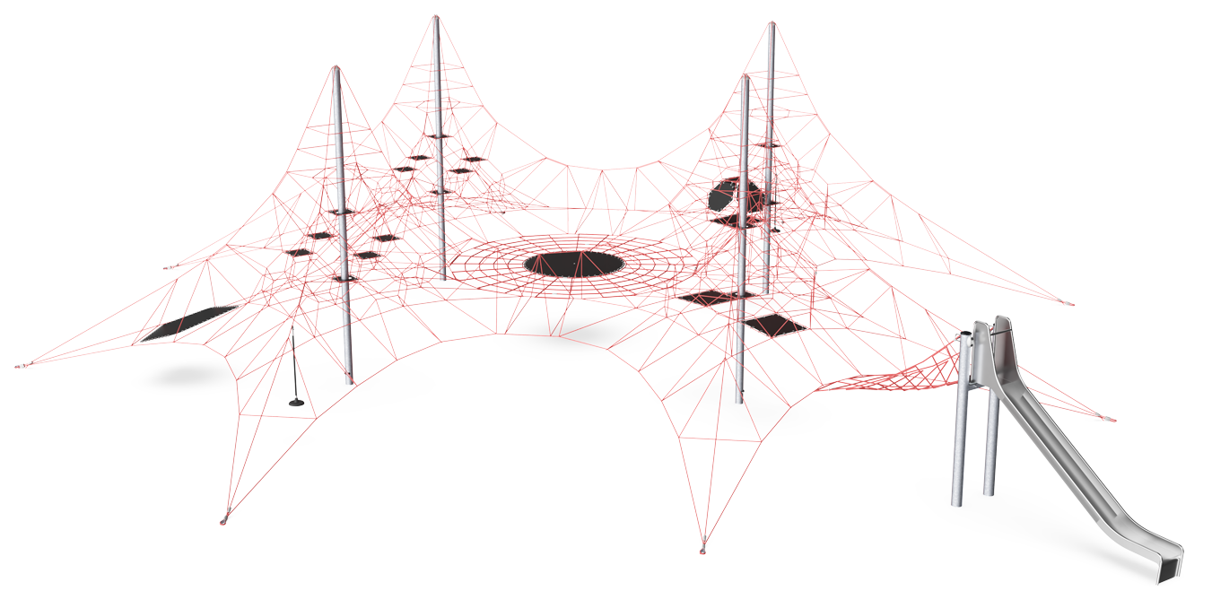 Nelimastoinen avaruusverkko + verkko ja liukumäki