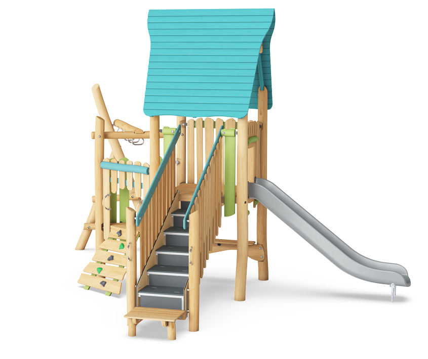 Multi Deck Play Tower with Monkey Bar & Desk
