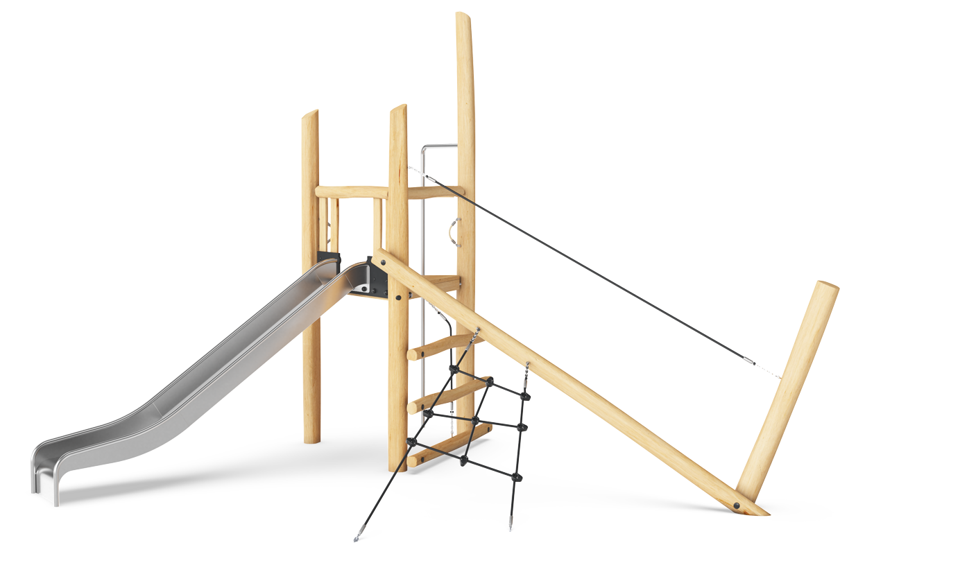 Tower & Slide, Fireman's Pole & Net