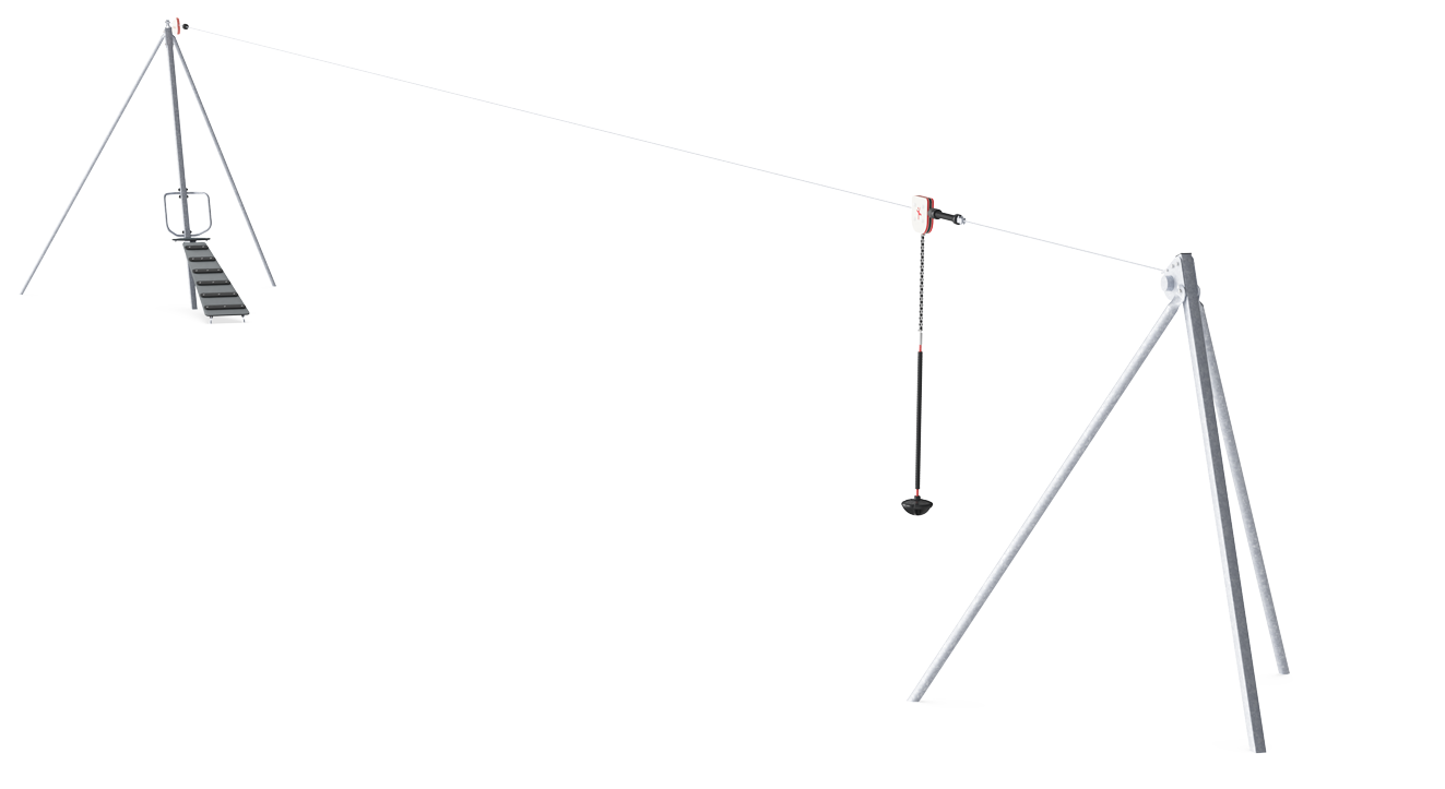 Single Cableway with Ramp. Flat Ground