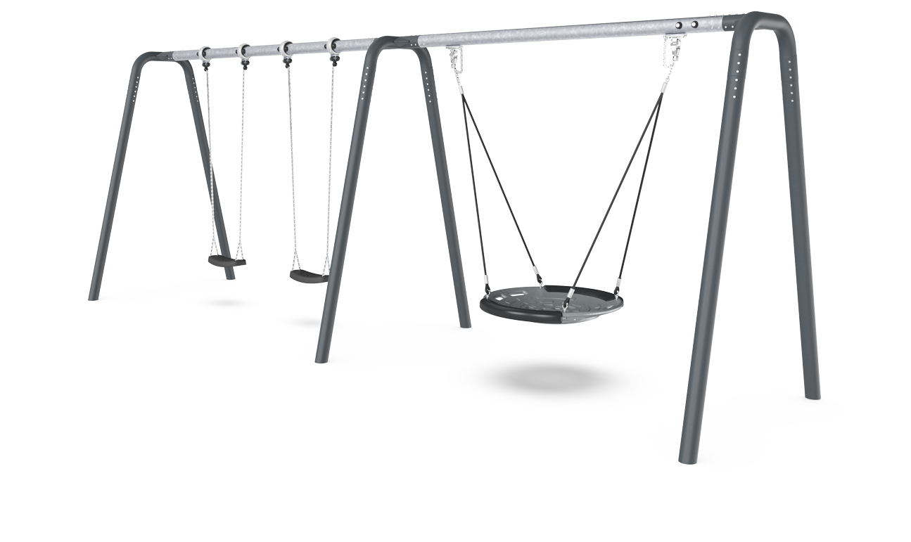 Steel Swing H:2.5m, 100cm Shell Seat, Anti-wrap