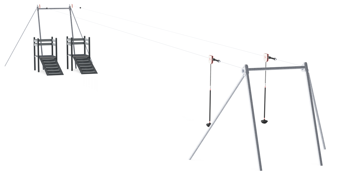Double Cableway with Ramps, Flat Ground