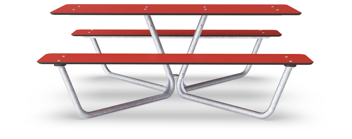 Agora Picnic Red HPL Bench table Set
