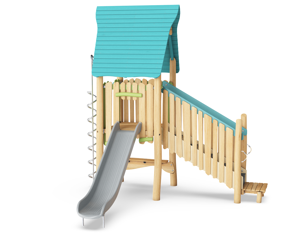Play tower with slide & desk