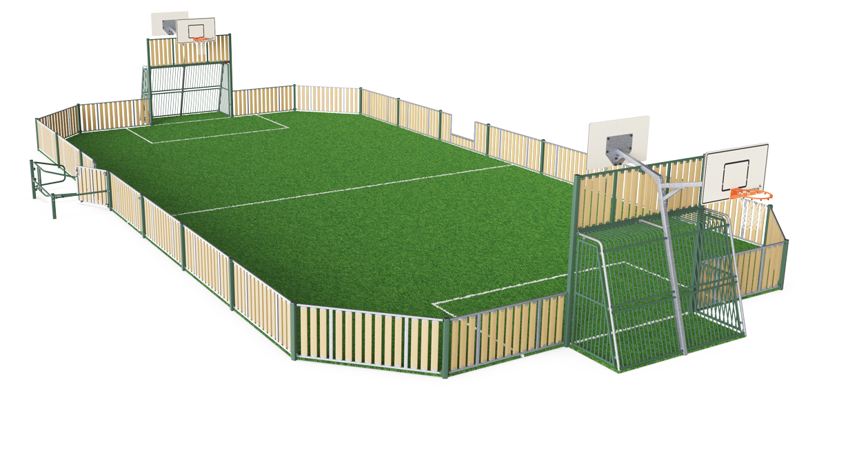 MUGA - Multi sportveld 13x26m, houtcomposiet