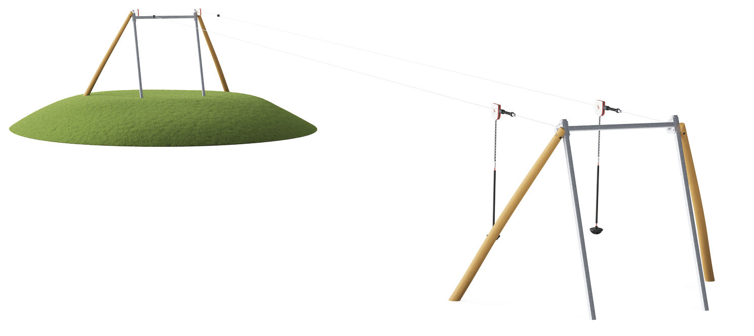 Tirolina doble, superficie inclinada