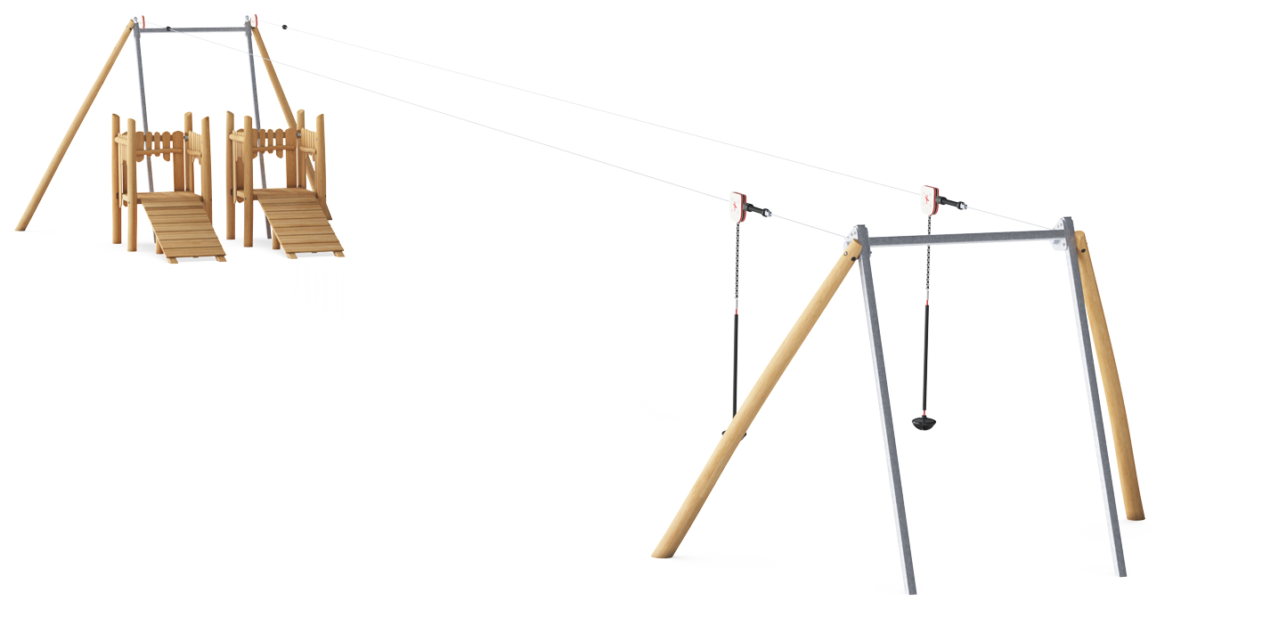 Double Cableway with Ramps, Flat Ground