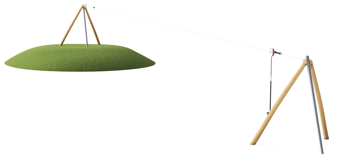 Tirolina individual, superficie inclinada