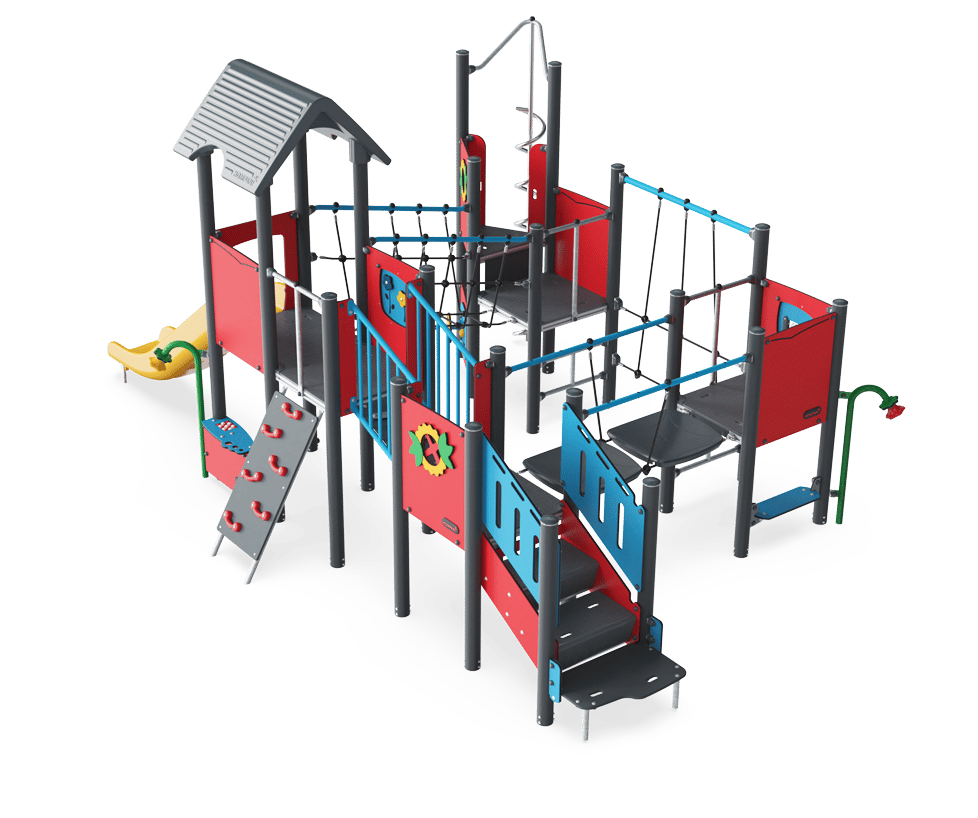 Four Towers with Net & Bridges - PCM400531 - KOMPAN Canada