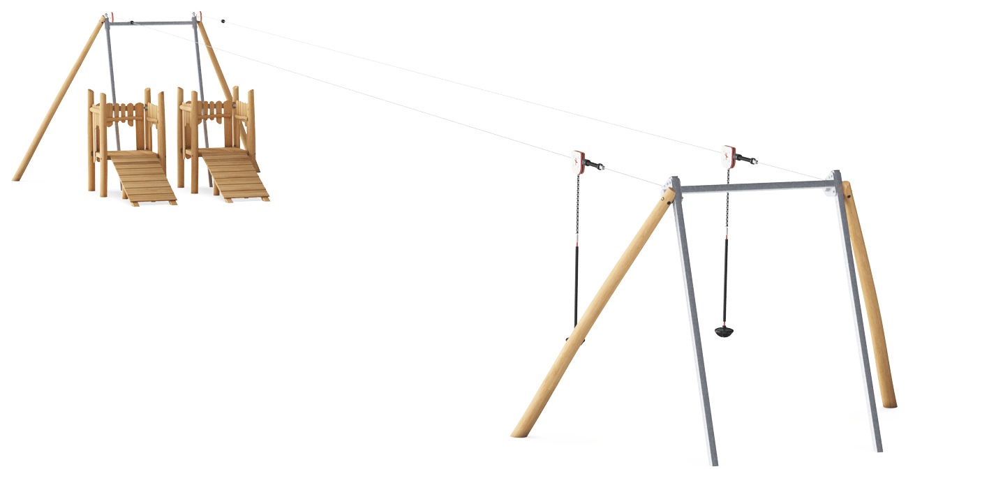 Double Zipline with Ramps, Flat Ground - NRO88301 - KOMPAN United